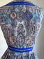 Vintage 1950s to 1960s Dress - Stunning Blue Baroque Print Cotton Full Skirt Sundress Size M to L
