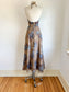 Vintage 1970s Sundress + Cape - Gauzy Cotton Tan w Blue Irises Peonies 1930s Inspo Summer Halter Gown Dress Size XS