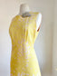 Vintage 1960s Dress - Upscale Sunny Yellow + Cream Wool Silk Brocade Cocktail Parth Sheath Size M