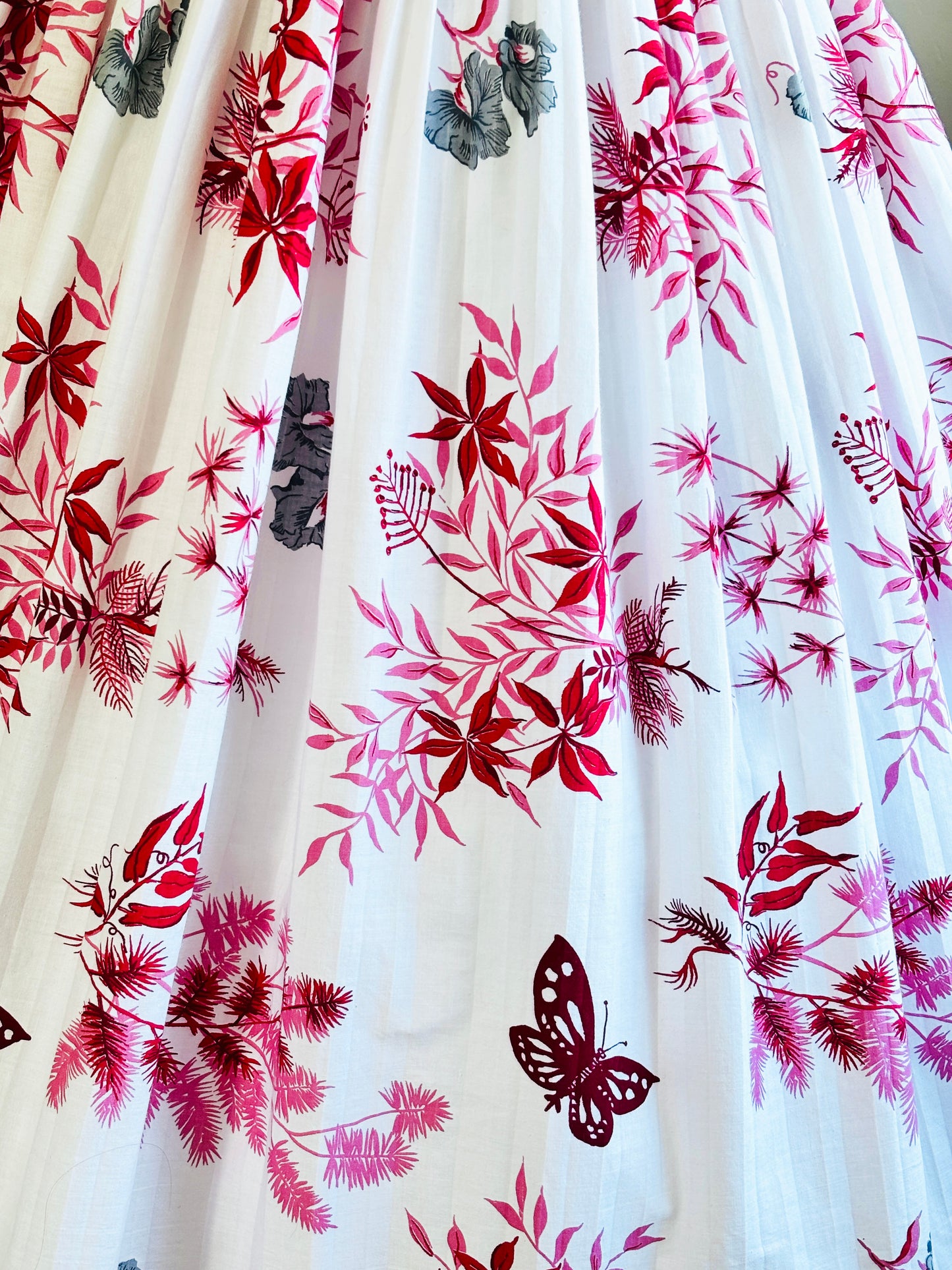 Vintage 1950s Dress - Rare + Amazing Tropical/Hawaiian Butterfly + Pine + Bamboo Novelty Print Pink Red Cotton Sundress Size XS to S