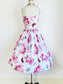 Vintage 1950s Dress - Rare + Amazing Tropical/Hawaiian Butterfly + Pine + Bamboo Novelty Print Pink Red Cotton Sundress Size XS to S