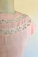 Vintage 1930s to 1940s Summer Suit - SUPERB Ballet Slipper Pink Junior's Linen + Openwork Crochet Lace Blouse + Skirt Size XS - S