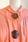 Vintage 1930s Dress - DREAMY PEACH Fluttery Rayon w Bold Wooden + Copper Flower Buttons Size Med