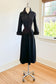 Vintage 1940s Rayon Suit - FAB Black Sculpted Princess Suit w Tartan Trim + "Chain" Buttons As-Is Size S - M