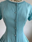 Vintage 1950s Dress - STUNNING Robin's Egg Blue Butcher Linen Johnnye Princess Dress Size M