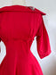 Vintage 1950s Dress - EXCITING Scarlet Red Bust Shelf Beauty w Exaggerated Stabby Collar Size M