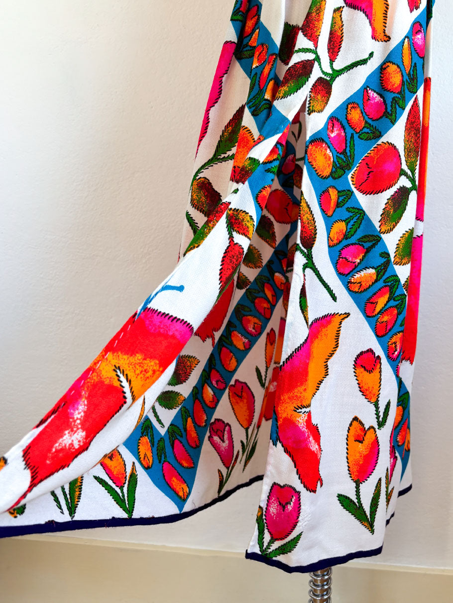 Vintage 1960s to 1970s Mod Skirt - Young Edwardian? Novelty Print DayGlow Butterfly Maxi Size M