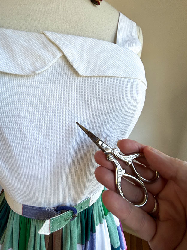 Vintage 1940s to 1950s Sundress - Jaunty Chambray Plaid Cotton Dress + Cropped Bolero Jacket Size XS to S