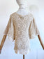 Vintage 1970s Crochet Top - ANGEL-SLEEVE Cream Tunic Blouse or Cover-Up, Made in Philippines Size XS to L