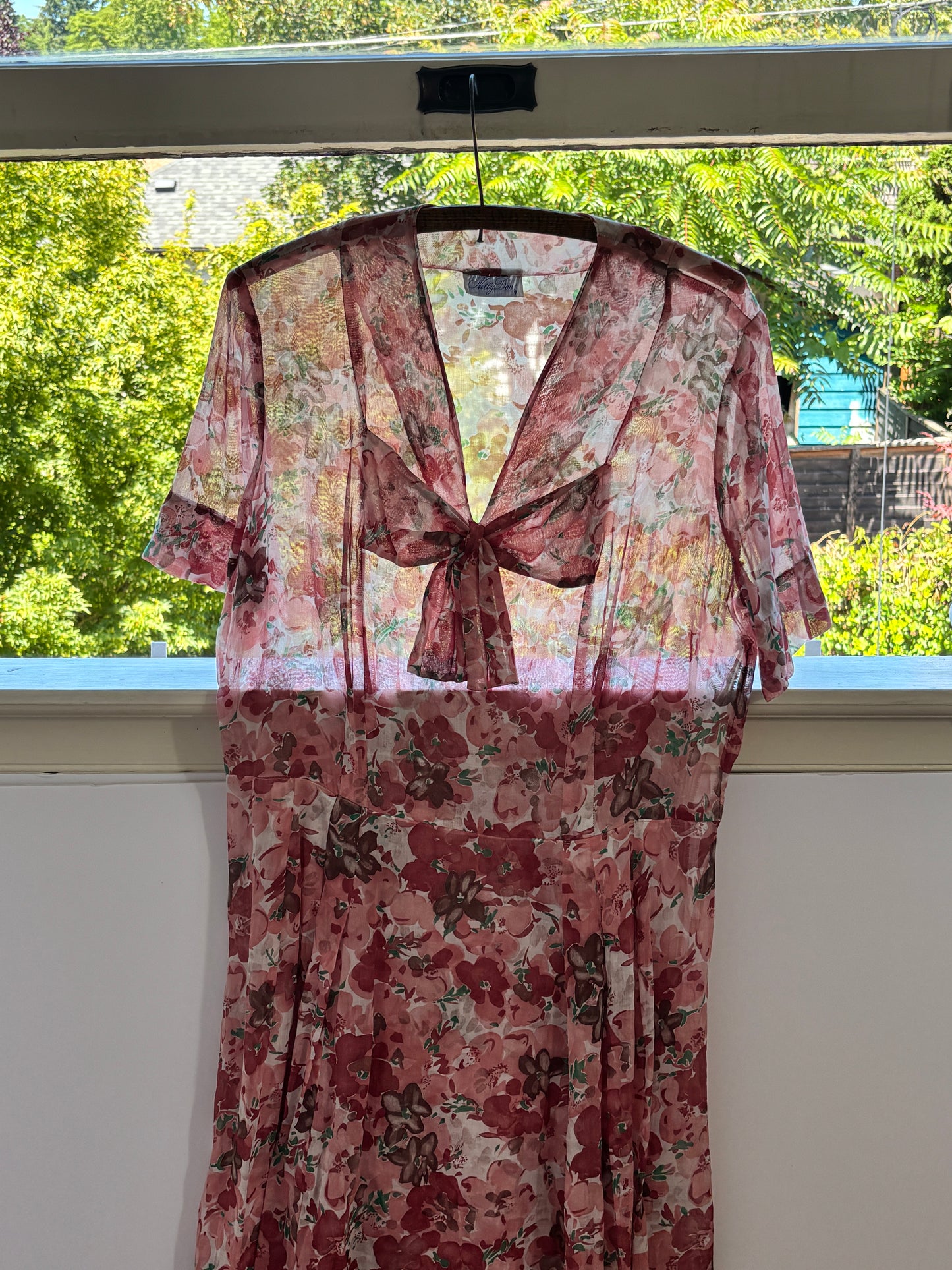 Vintage 1940s to 1950s Dress - Volup! Beautiful Nelly Don Designer Cotton Batiste Dress Size XL