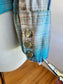 Vintage 1950s to 1960s H Bar C Blouse - Aqua Silver Western Cotton Fitted Pearl Snap Top Size S to M