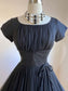 Vintage 1950s Dress - PERFECTLY SCULPTED Black Silk Chiffon Cupcake Party Dress Size XS - S