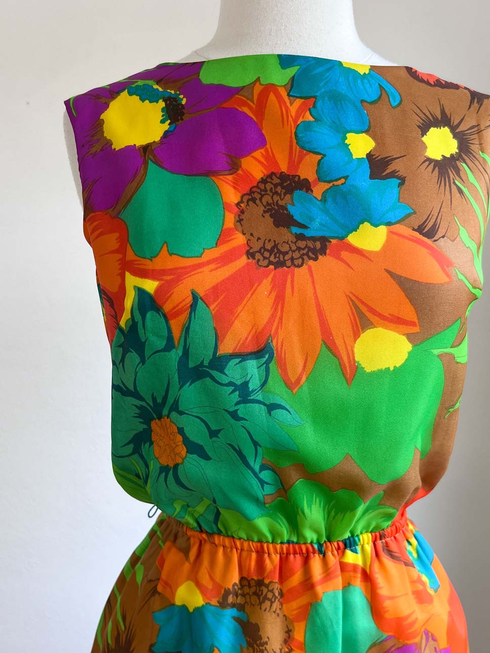 Vintage 1960s Dress - POSH Designer Babe in Luscious Saturated Citrus + Purple Cocktail Dress Size M - L