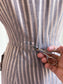 Vintage 1940s to 1950s Dress - Pink Grey Glossy Satin Stripe Rayon Designer Front Metal Zipper Dress Size M
