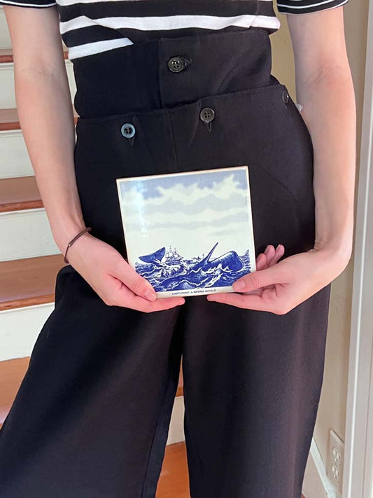 Rare Style 1940s Lace Up Sailor Trousers - Vintage WWII Australian Navy Wool Gabardine Corset Sailor Pants High Waists Belled Hems - Choose Your Size!