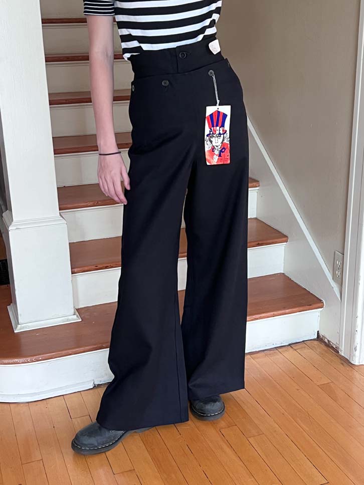 Vintage 1940s WWII Royal Australian Deadstock Navy Wool Twill Sailor Pants w Mega Belled Hems in XS S M L XL Rare and Amazing!
