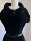 Vintage 1950s Cocktail Dress - Sophisticated Kitten-Soft Black Velveteen Wiggle Cocktail w Rhinestones Size M