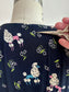 Vintage 1940s Dress - Charming French Poodle Novelty Print Navy Pastel Rayon Swing Dress Size S