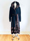 Vintage 1940s STATEMENT COLLAR Coat - Black Cashmere w Chocolate FAUX Sheared Beaver Clutch Cocoon Belted Coat Fits S to XL