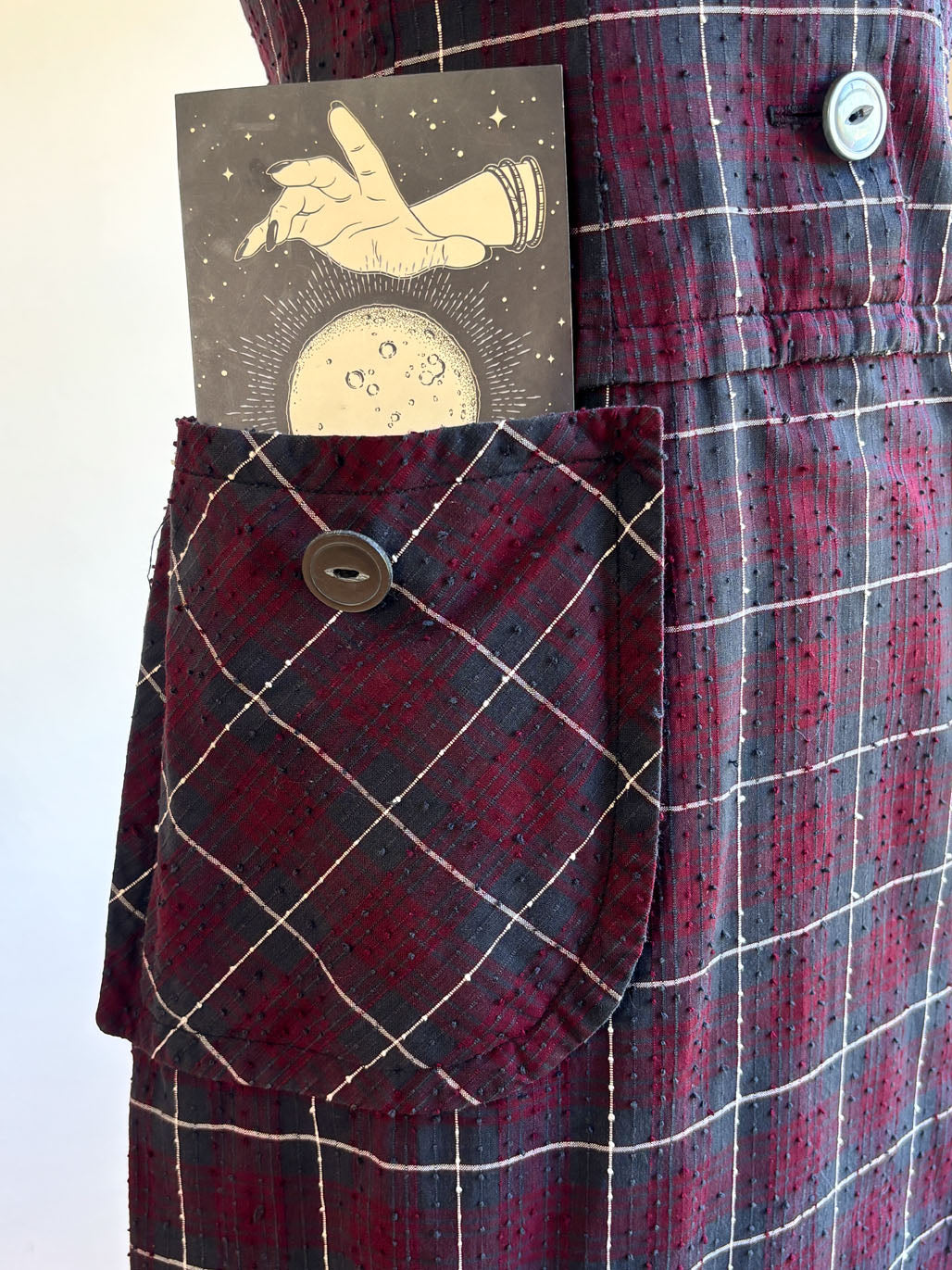 Vintage 1950s Dress - Pert Wine Charcoal Window Pane Plaid Cotton Bobbie Brooks Princess Dress Size S