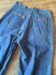 Vintage 1970s Denim Jeans - Medium Blue Cotton Wide Leg Double Booty Zippers Size S Waist 26"/27"