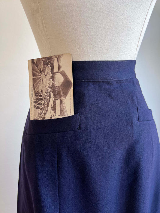 Vintage 1950s to 1970s US Navy Wool Skirt - WAVES Style Fine Gabardine/Serge with Adorable Pockets A-line Choose Yours! Size XS S M XL Volup