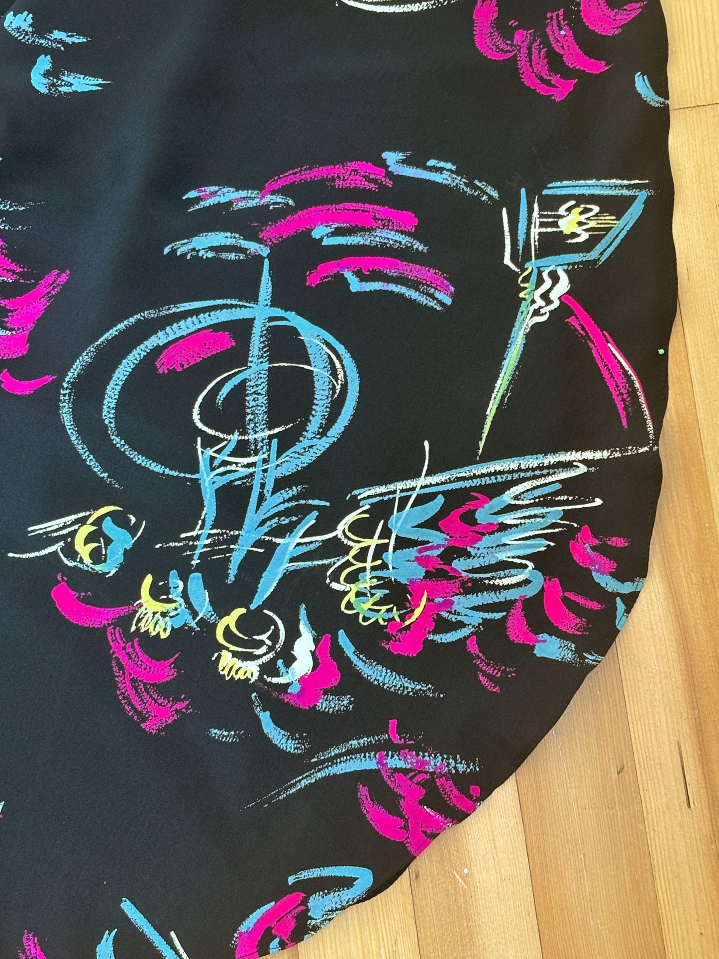 Vintage 1940s Dress - Rare! Surreal Onondaga Silk Novelty Print Tightrope Walker French Streetlamp Size S