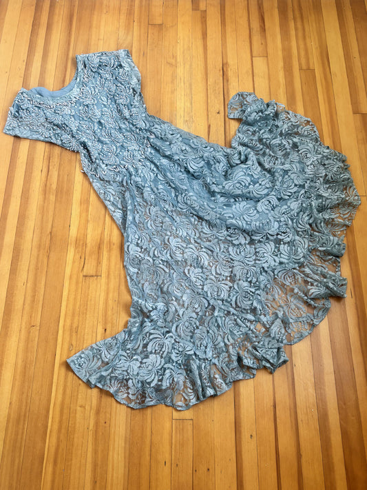 Vintage 1990s does 1930s Dress - Gorgeous Deadstock/NWT Hand-Beaded Lace Rayon Cotton Indian Gown Mermaid Size M