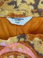 Vintage 1960s Skirt - Killer Butcher Linen Marigold + Pink Baroque Print Sheath Skirt Size S