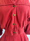 Vintage 1940s to 1950s Suit - Rare! Spectacular Auburn Spice Rayon Velour w Brass Clasps Jacket + Pencil Skirt Size XS to S