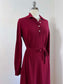 Vintage 1960s to 1970s Cashmere Knit Dress - Deep Wine Red Designer Curve-Hugger w Belt Size M to XL