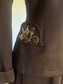 Vintage 1940s Suit - Stunning Chocolate Gabardine Wool Designer Blazer Jacket Skirt w Beaded Lotus Size S to M