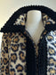 Vintage 1960s Leopard Print Coat - Luxe Mod Faux Fur Persian Lamb Designer Zipper Coat Size L
