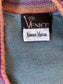 Vintage 1970s does 1940s Knit Dress - Neiman-Marcus Sea Foam Designer Knitwear w Pumpkin Plum Size S to L