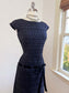 Vintage 1950s Party Dress - EYE SEE YOU Documented 1955 Black Eyelet Cotton Embroidery + Velvet Cocktail Dress Size M - L