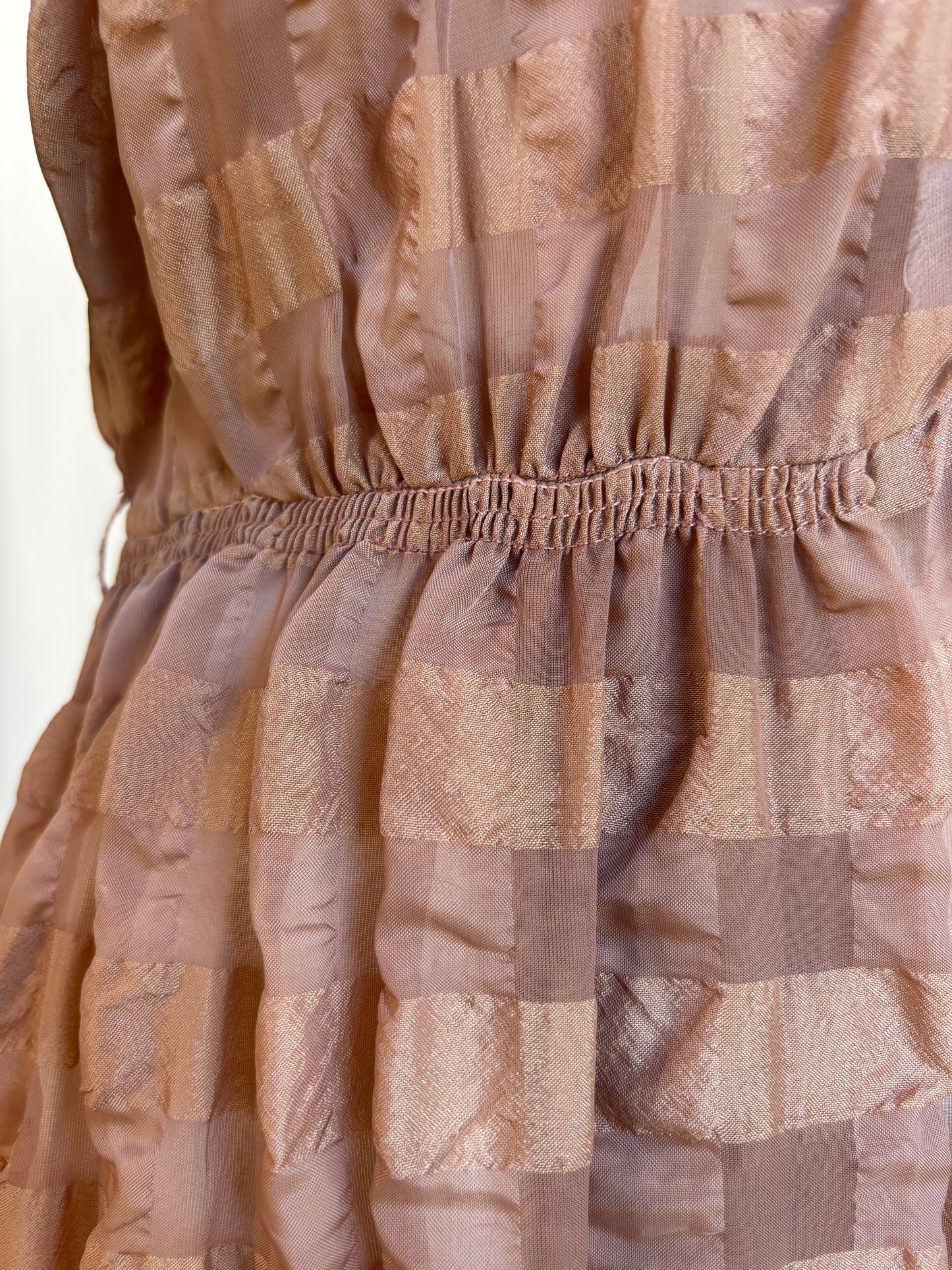 Vintage 1940s to 1950s Cusp Designer Dress - David Crystal "Dreamlon" Semi-Sheer Nylon Shirtwaist w Spiderweb Bakelite Buttons Size L