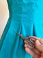 Vintage 1950s Dress - Lush Turquoise Velvet Bust Shelf Full Skirt Party Dress Size S to M