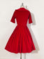 Vintage 1950s RED VELVET Dress - FEISTY Scarlet Velveteen Custom-Made Party Dress Size S - M