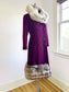 Vintage 1960s PLUM Princess Coat - RARE Arctic Fox Fur + Wool Sculpted Coat w Pockets Size M