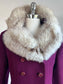 Vintage 1960s PLUM Princess Coat - RARE Arctic Fox Fur + Wool Sculpted Coat w Pockets Size M