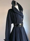 Vintage 1950s Princess Coat - THE BEST Black Cashmere/Wool + Velvet w Wide Black Belt Coat Size XS - S