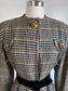 Vintage 1940s Midi Coat - SUPERB Junior's Sporty Strong Shoulder Wool Houndstooth Plaid w Yellow + PINK Size S or M
