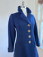 Vintage 1960s - 1970s Wool Princess Coat - RICH + REFINED Sapphire Blue w Heavy Silver Cast Buttons Size S