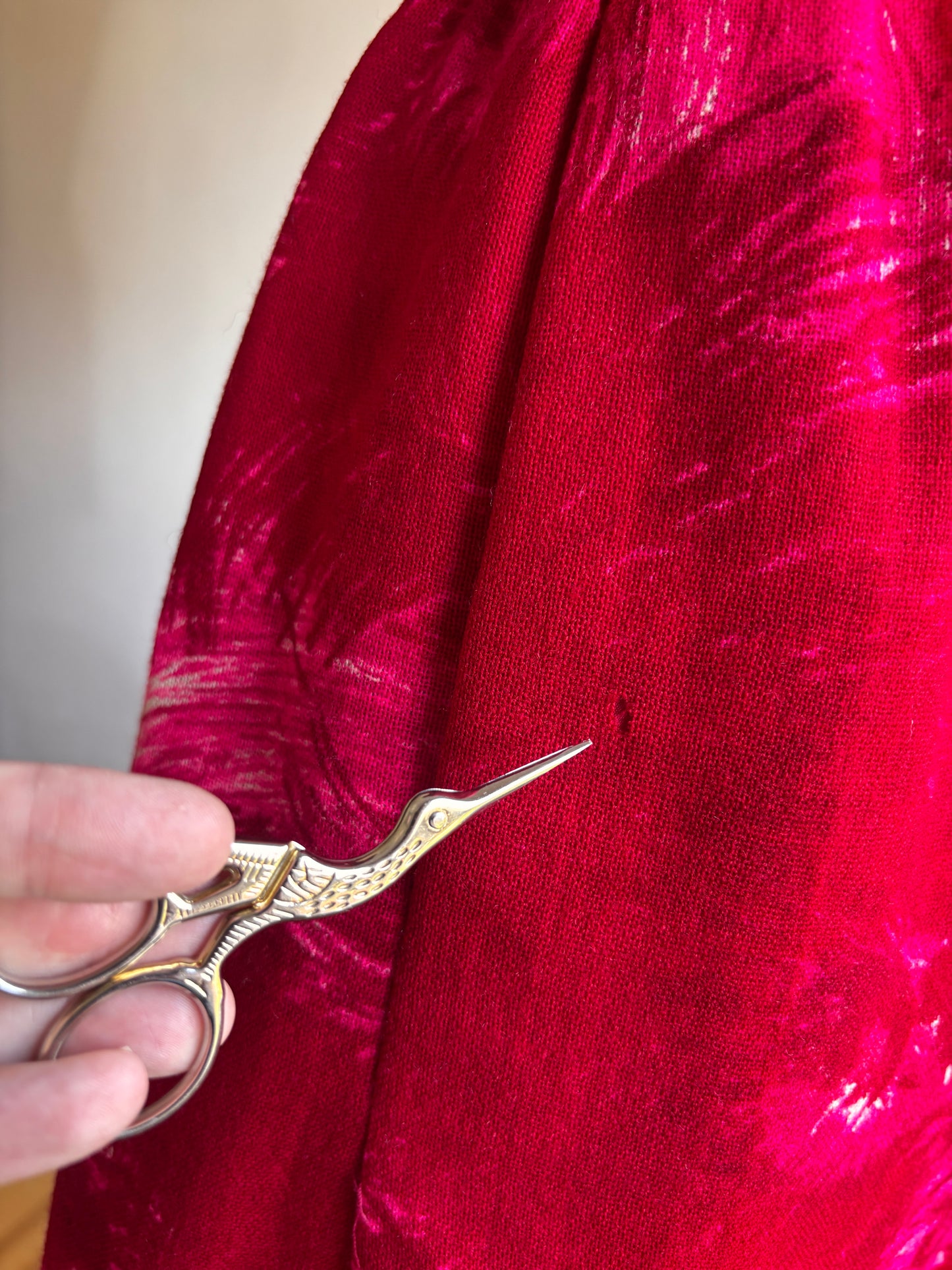 Vintage 1950s Wool Dress - Sharp Ruby Red Hot Pink Cosmic Blossom Wiggle Cocktail Dress Size S to M