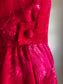Vintage 1950s Wool Dress - Sharp Ruby Red Hot Pink Cosmic Blossom Wiggle Cocktail Dress Size S to M
