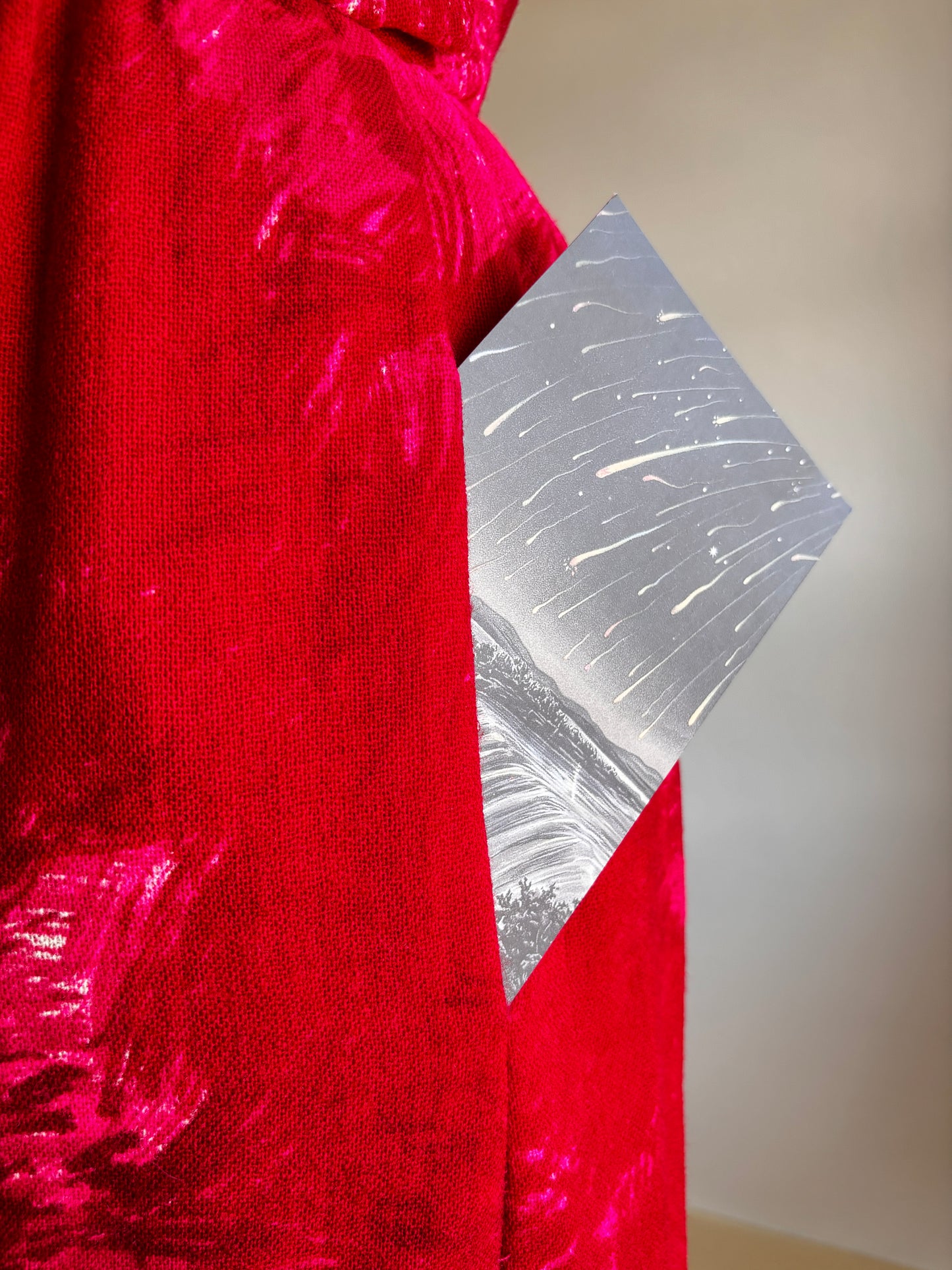 Vintage 1950s Wool Dress - Sharp Ruby Red Hot Pink Cosmic Blossom Wiggle Cocktail Dress Size S to M