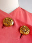 Vintage 1940s Dress - Smart, Sophisticated Coral Pink Wool Samuel Grossman w Gold Metal Accents Dress Size