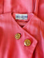 Vintage 1940s Dress - Smart, Sophisticated Coral Pink Wool Samuel Grossman w Gold Metal Accents Dress Size