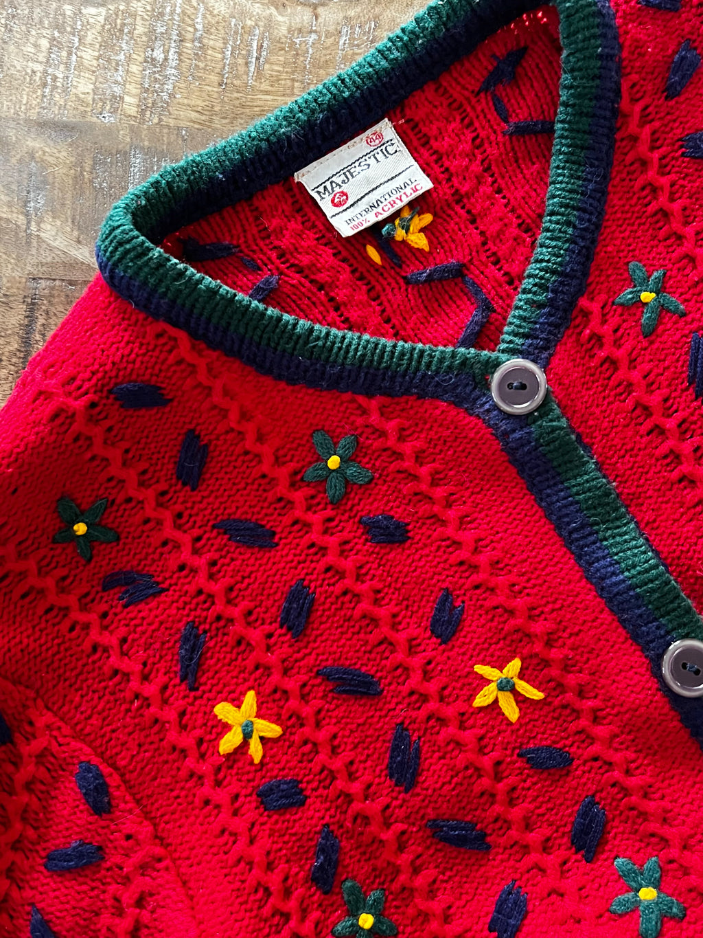 Vintage 1970s 1980s German/Austrian Sweater - Zesty Red Embroidered Dirndl Folkloric Austrian Tyrolean Cardigan Size XS S
