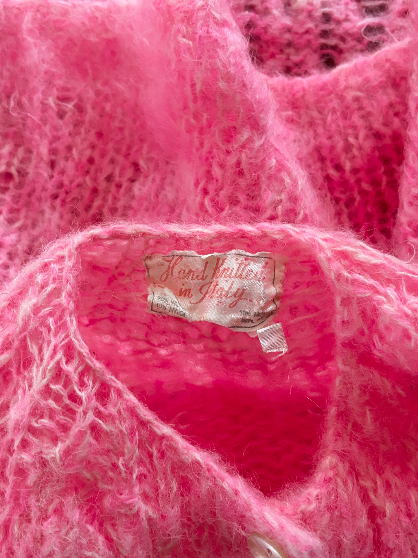 Vintage 1960s Sweater - Shaggy Italian Mohair in RARE Bubblegum Pink Cardigan As-Is Size M to XL